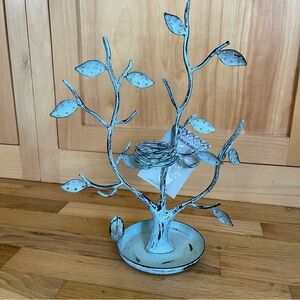 World Market Metal Jewelry Tree Bird Nest Organizer Distressed Patina Finish